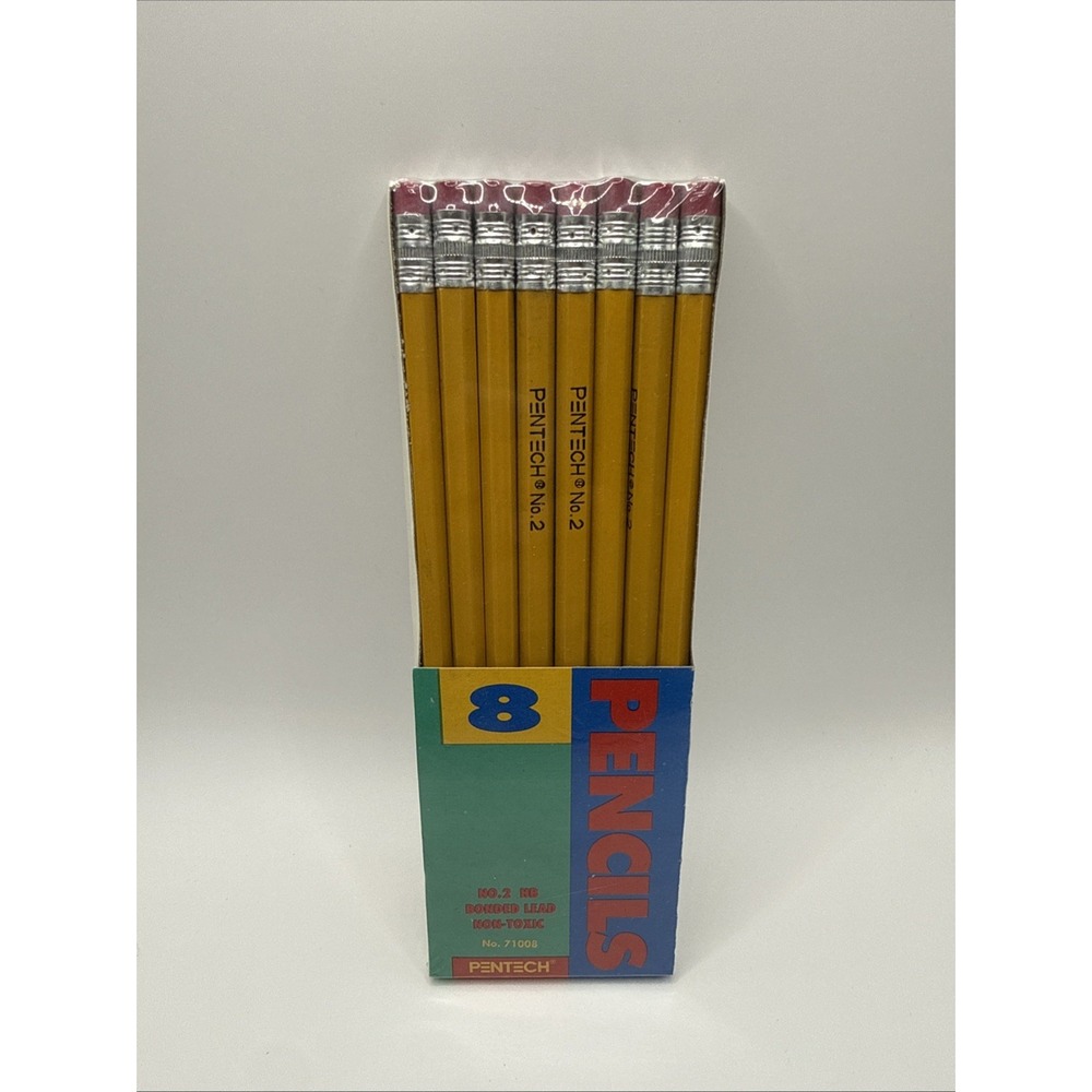 Vintage 1995 Pentech Pencils No 2 HB Bonded Lead Box Of 8 Pencils 71008